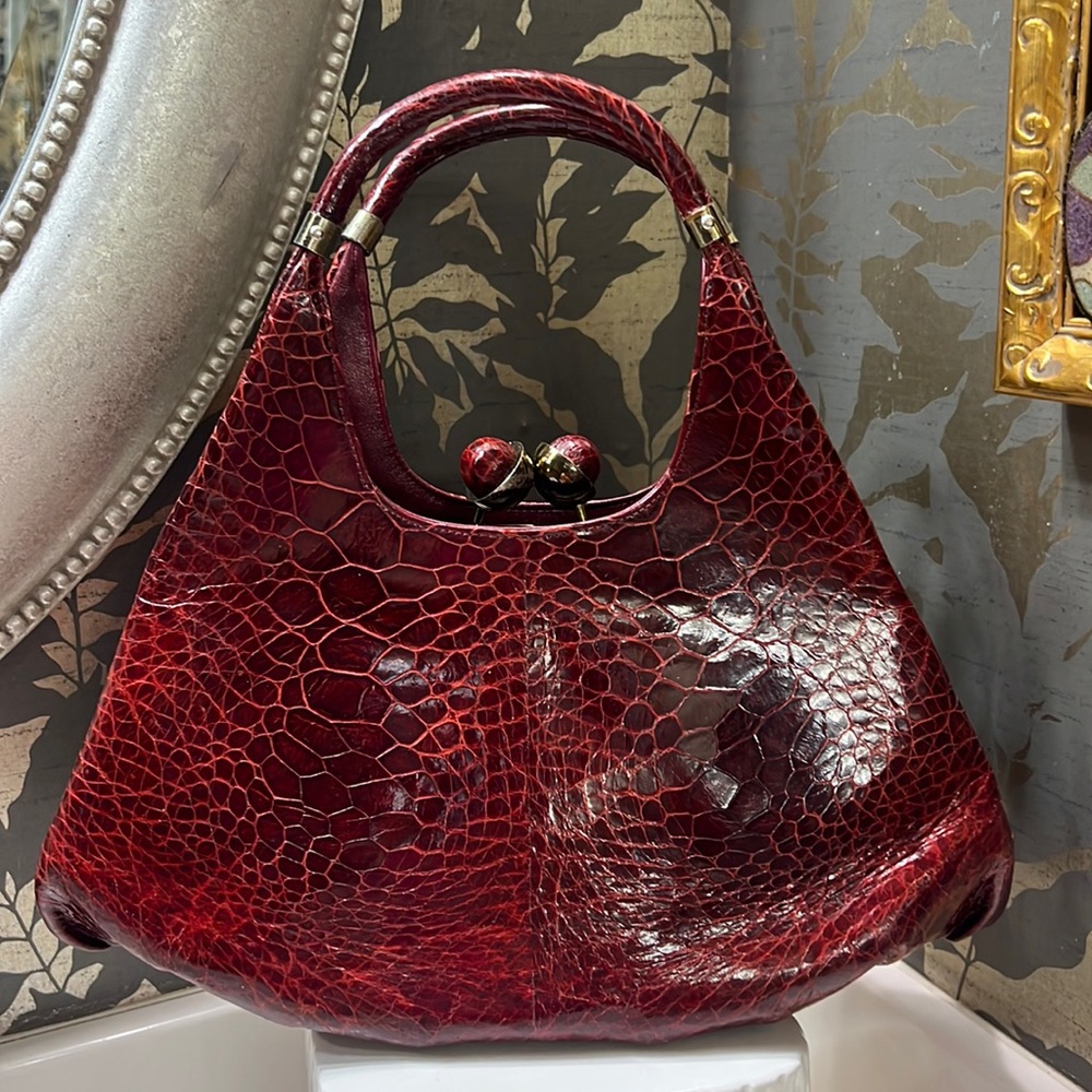 Red turtle skin bag. Vintage